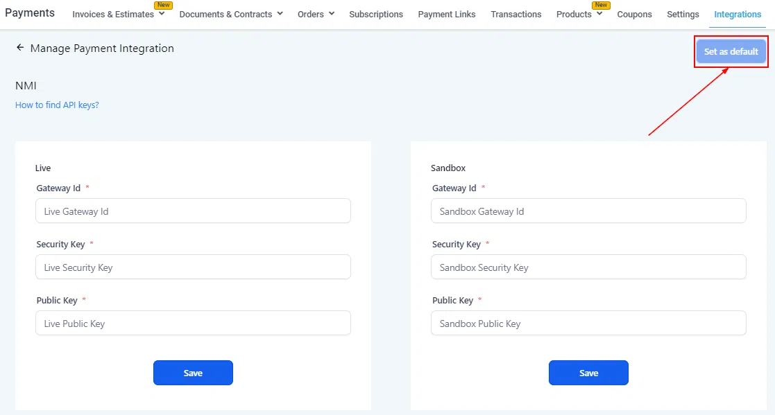 Growth360 Payment Integrations - NMI connected