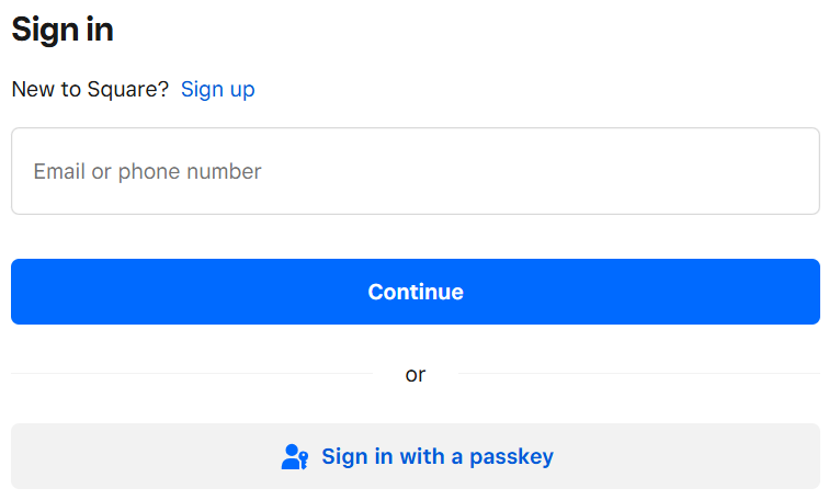 Growth360 Payment Integrations - Square sign in