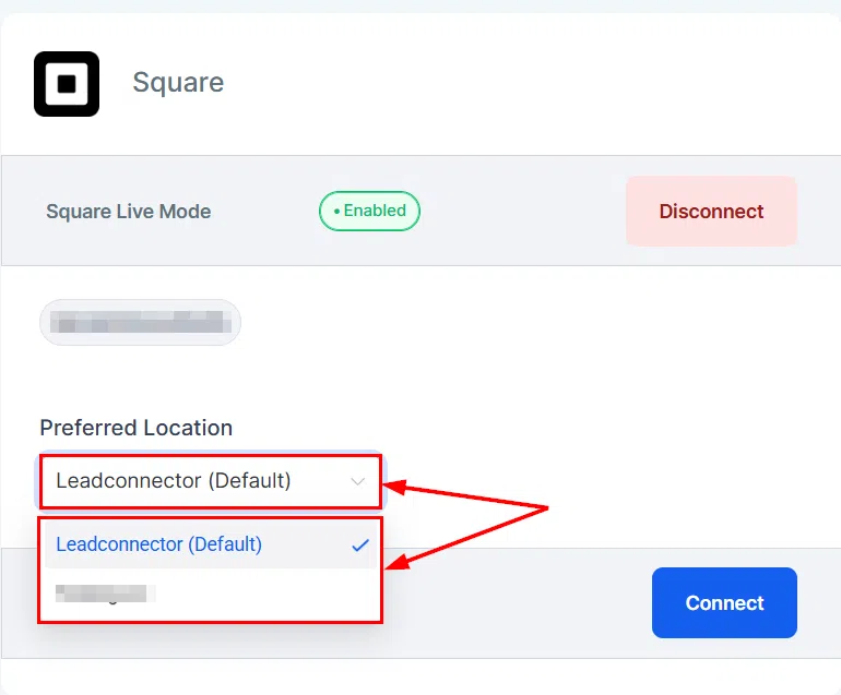 Growth360 Payment Integrations - Square preferred location selection
