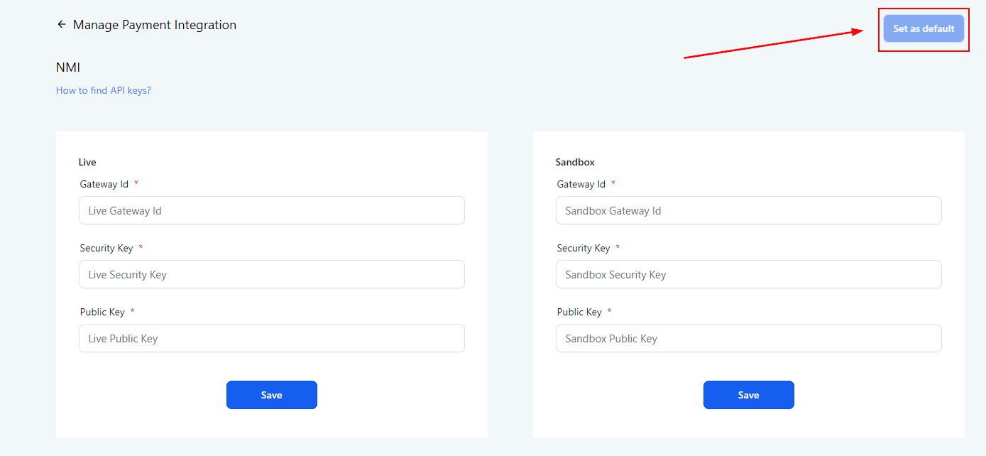 Growth360 Payment Integrations - Authorize.Net API key fields