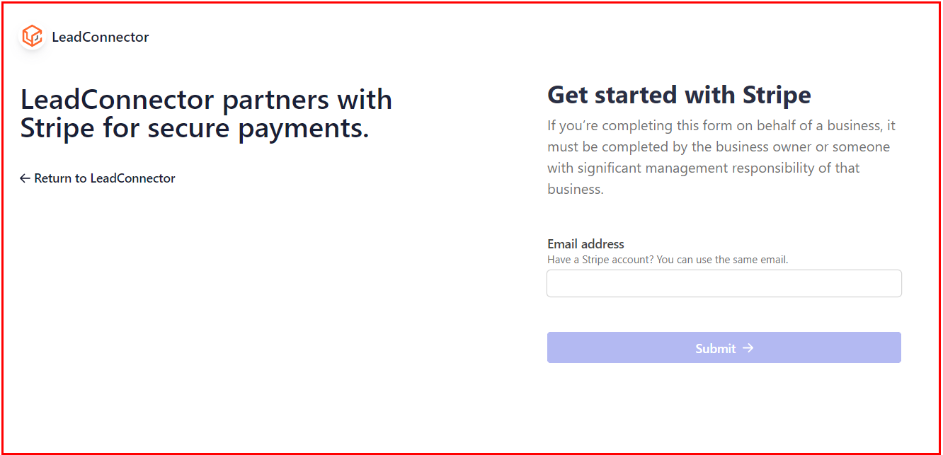 Growth360 Payment Integrations - Stripe authorisation page