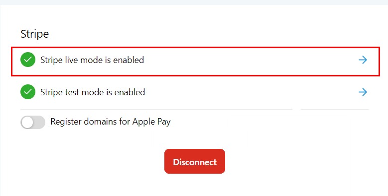 Growth360 Payment Integrations - Stripe live mode toggle