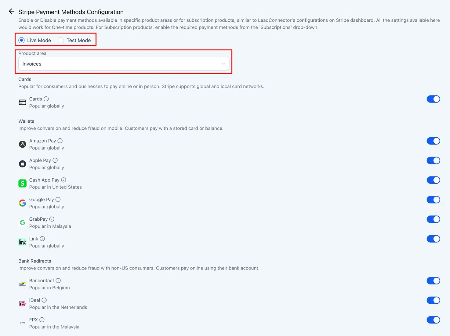 Growth360 Payment Integrations - payment method display on order form