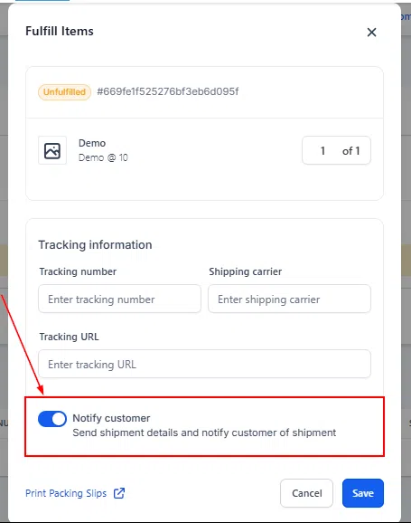 Growth360 Orders - fulfilment confirmation