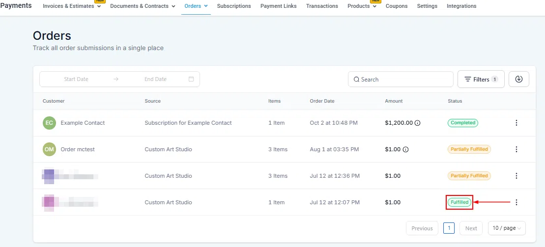 Growth360 Orders - remaining items after partial fulfilment