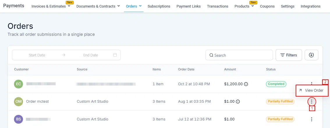 Growth360 Orders - order detail with packing slip option