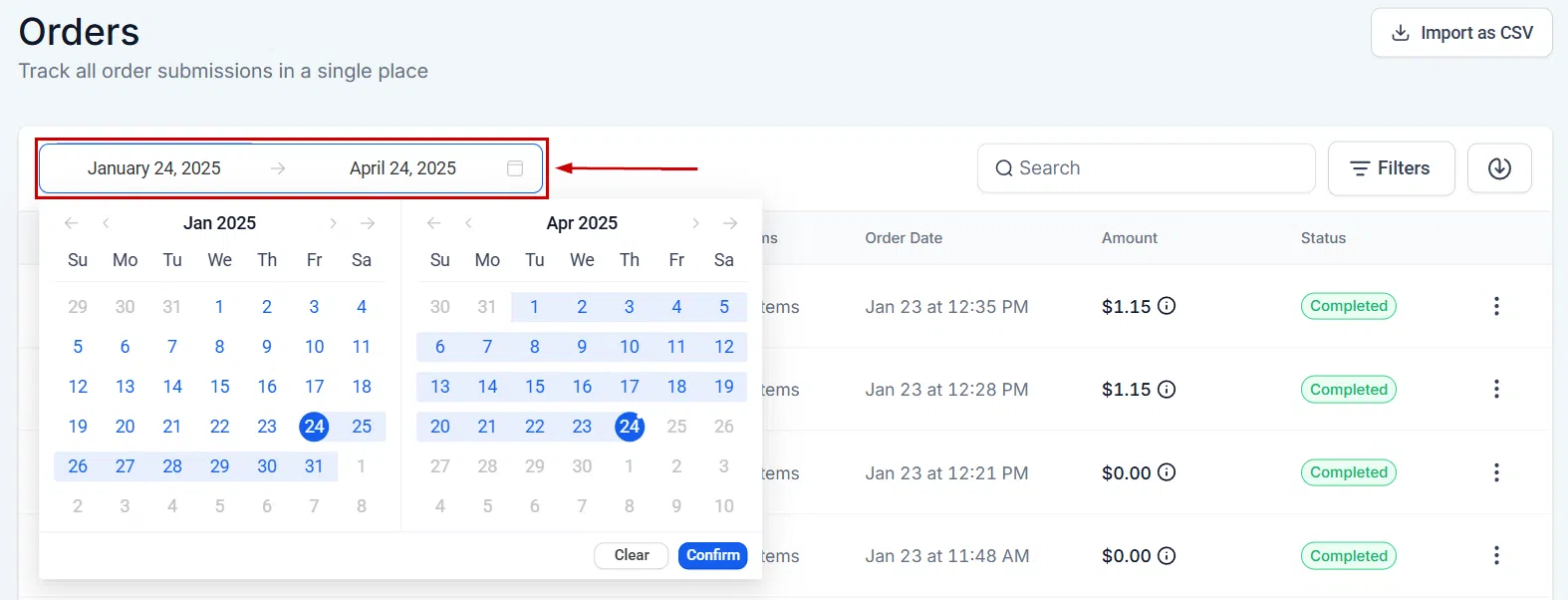 Growth360 Orders - orders tab overview