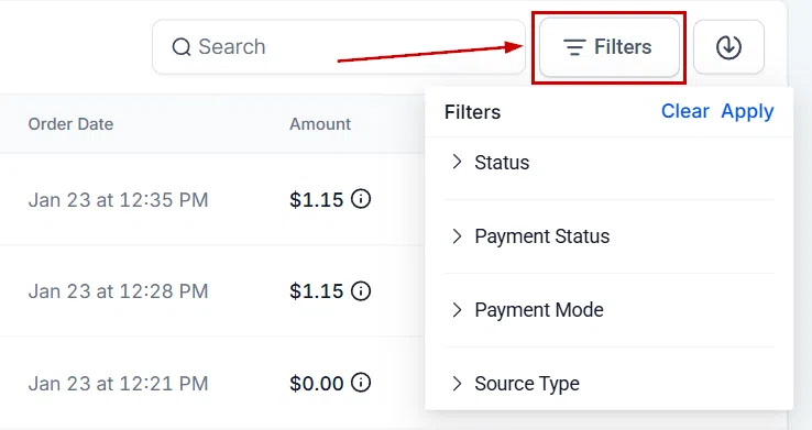 Growth360 Orders - date range filter