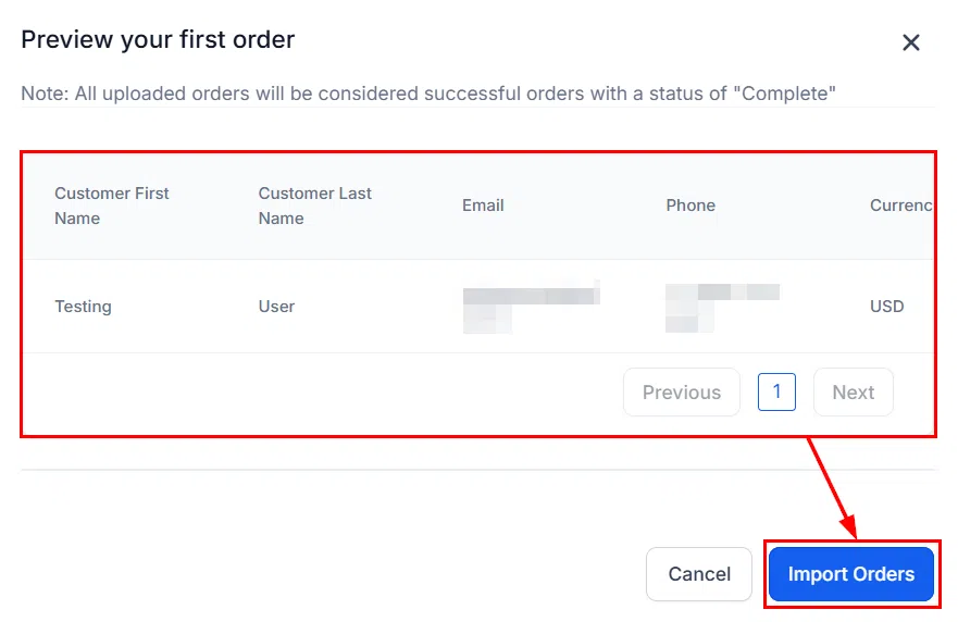 Growth360 Orders - import orders button