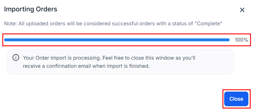 Growth360 Orders - import progress