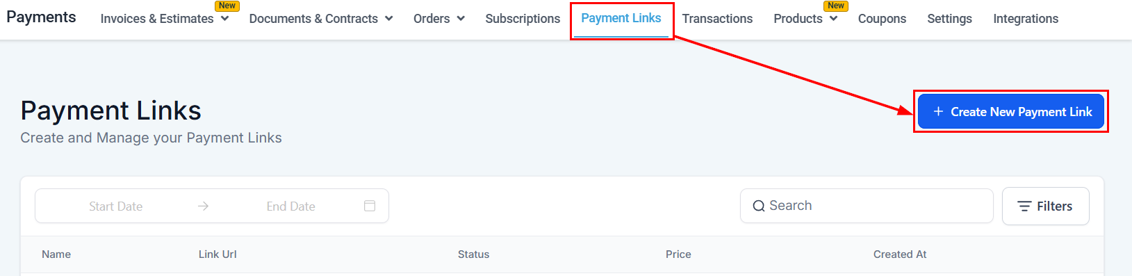 Growth360 Payment Links - create link builder