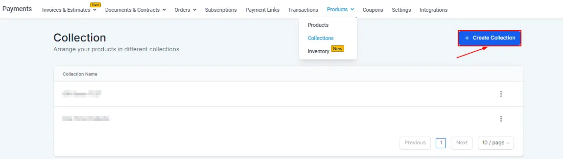 Growth360 Products - collections navigation