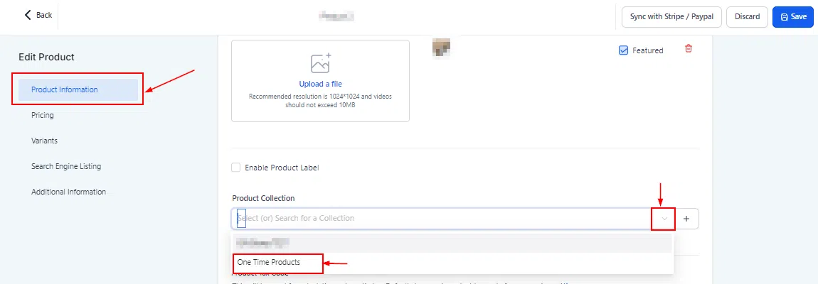 Growth360 Products - edit product to assign collection