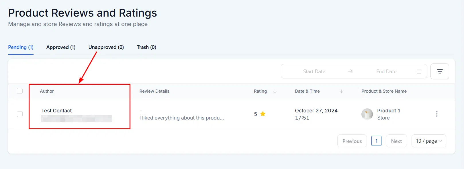 Growth360 Products - review author column