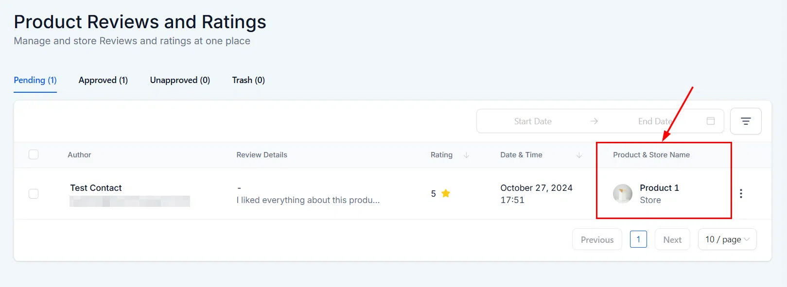 Growth360 Products - product and store name column