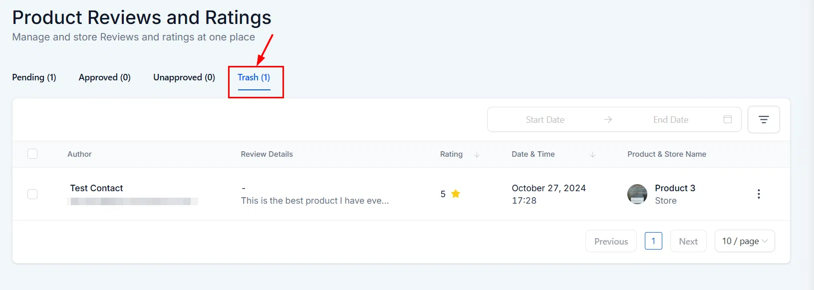 Growth360 Products - trash reviews tab