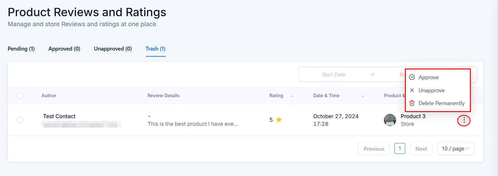 Growth360 Products - trash review actions