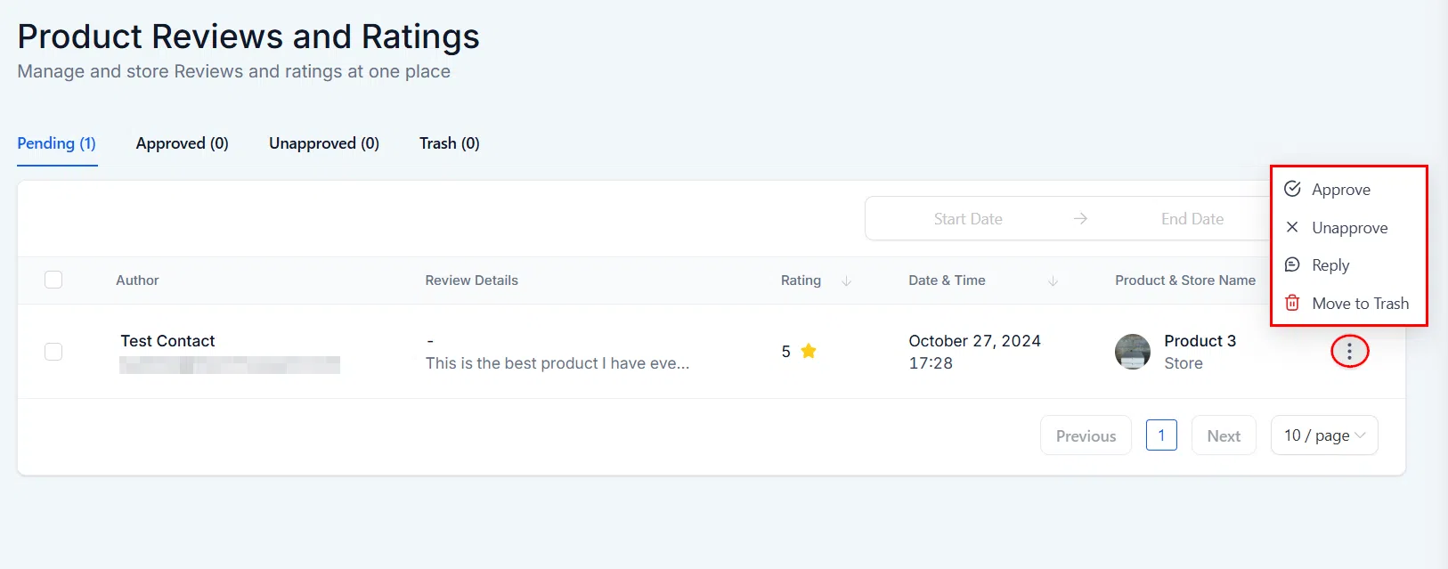 Growth360 Products - review actions for moderation