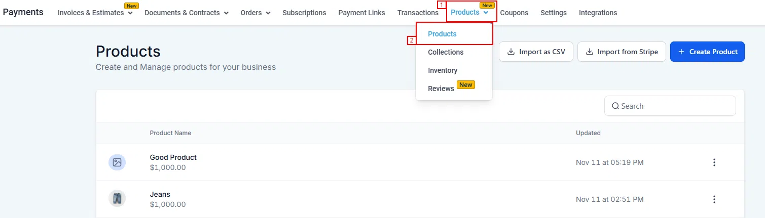 Growth360 Products - products list overview