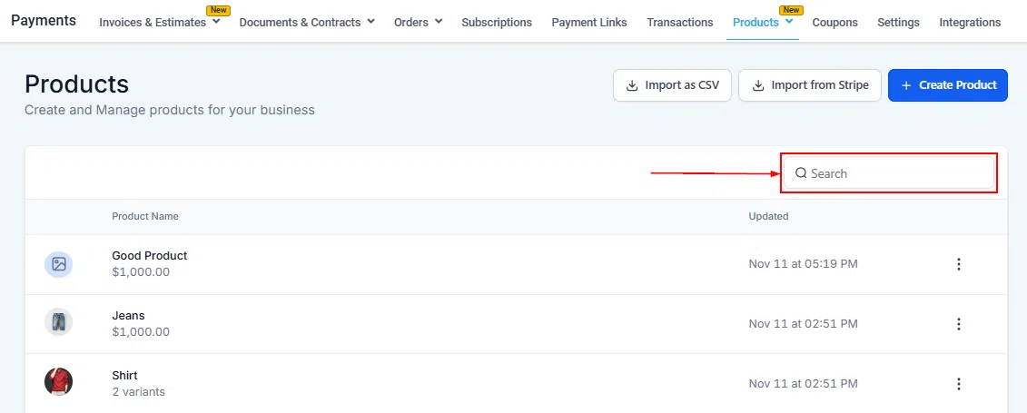 Growth360 Products - import from Stripe