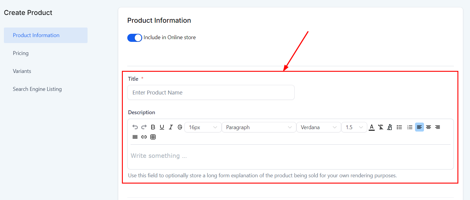 Growth360 Products - product title field