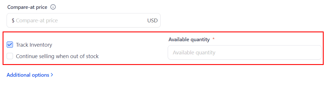 Growth360 Products - track inventory toggle