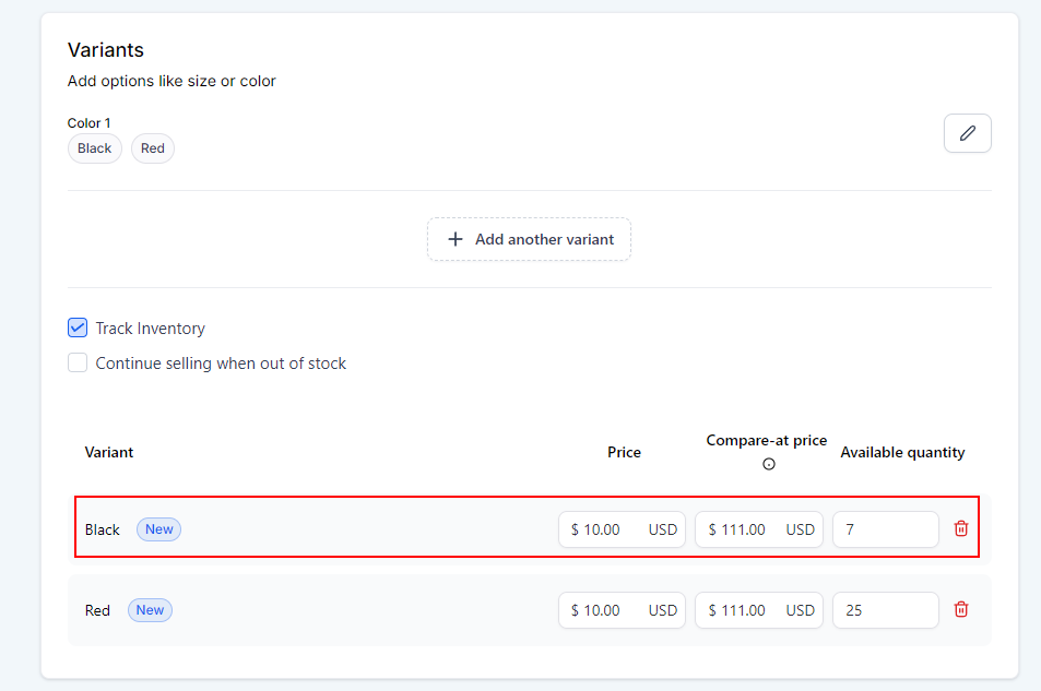 Growth360 Products - variant pricing and inventory