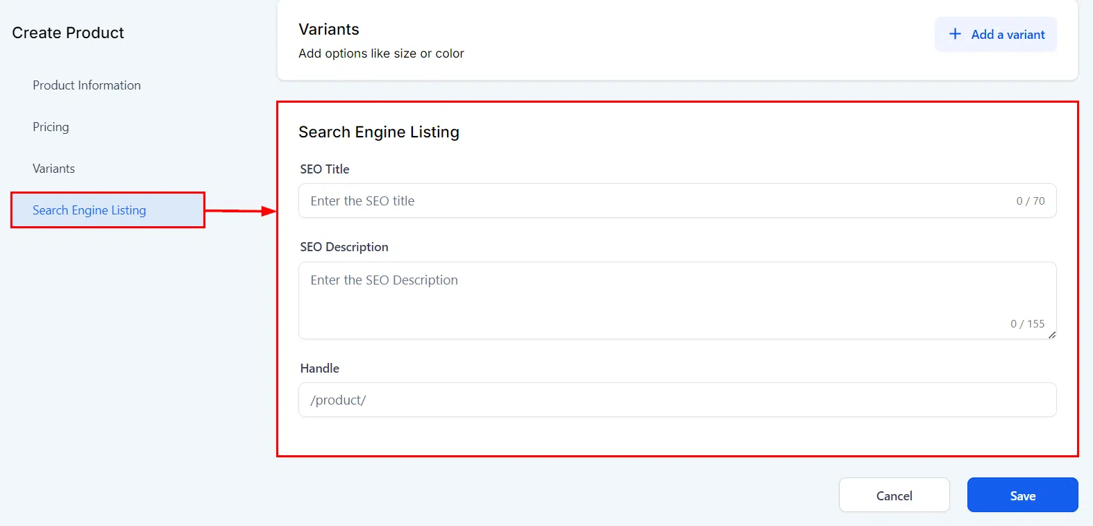 Growth360 Products - SEO fields