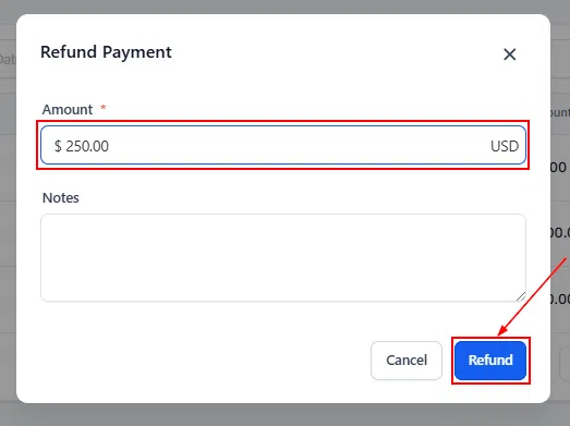 Growth360 Transactions - partial refund amount entry