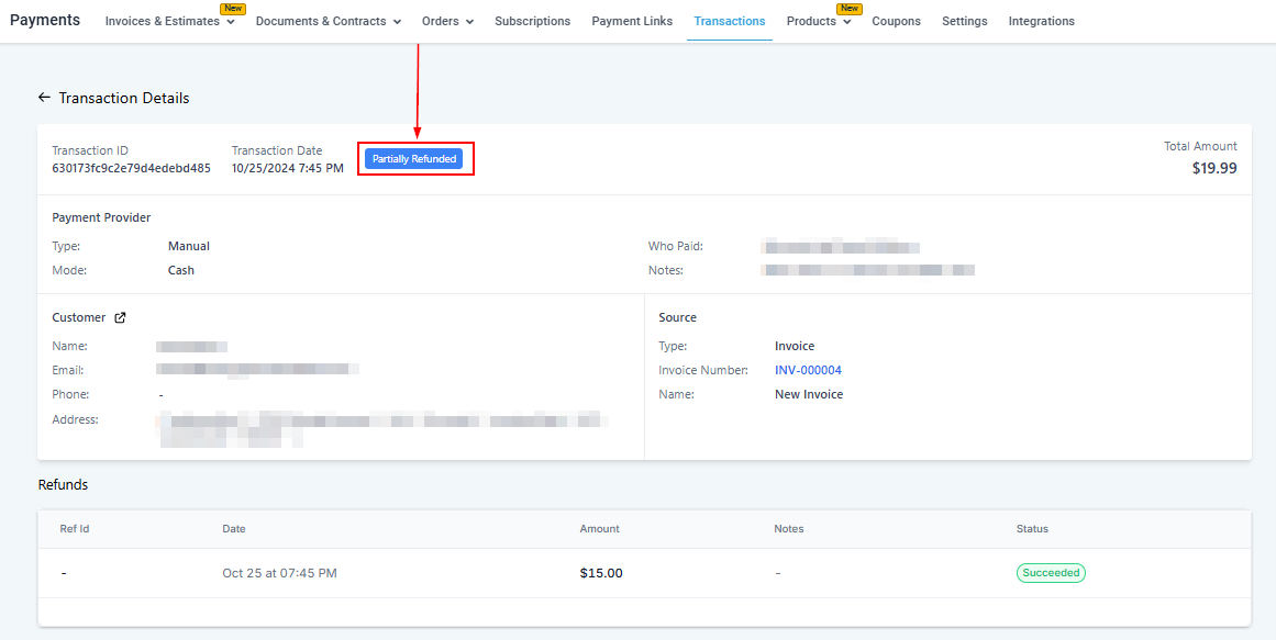 Growth360 Transactions - filtering by refunded status