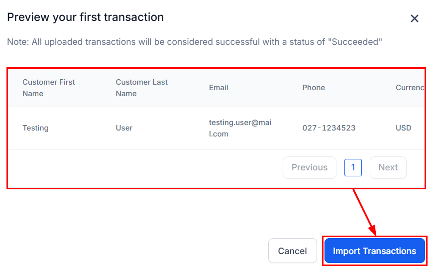 Growth360 Transactions - import button