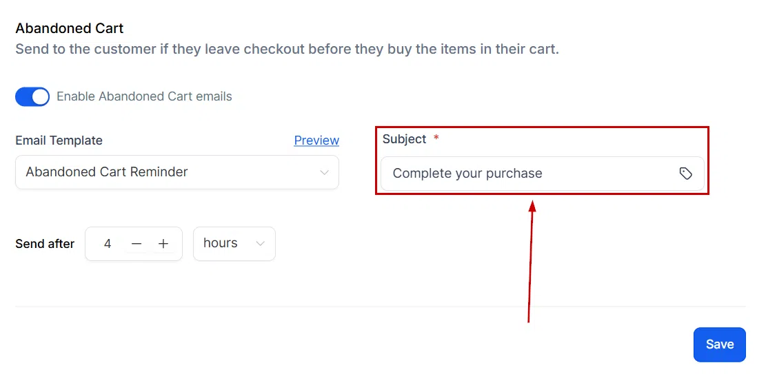 Growth360 Payment Settings - abandoned cart email timing
