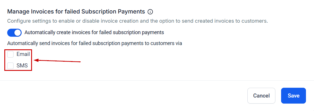 Growth360 Payment Settings - action after failed retries