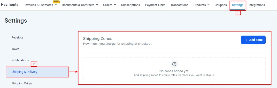 Growth360 Shipping Settings - shipping and delivery settings page