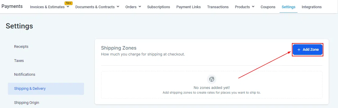 Growth360 Shipping Settings - adding a new shipping zone