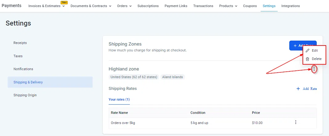 Growth360 Shipping Settings - shipping origin address