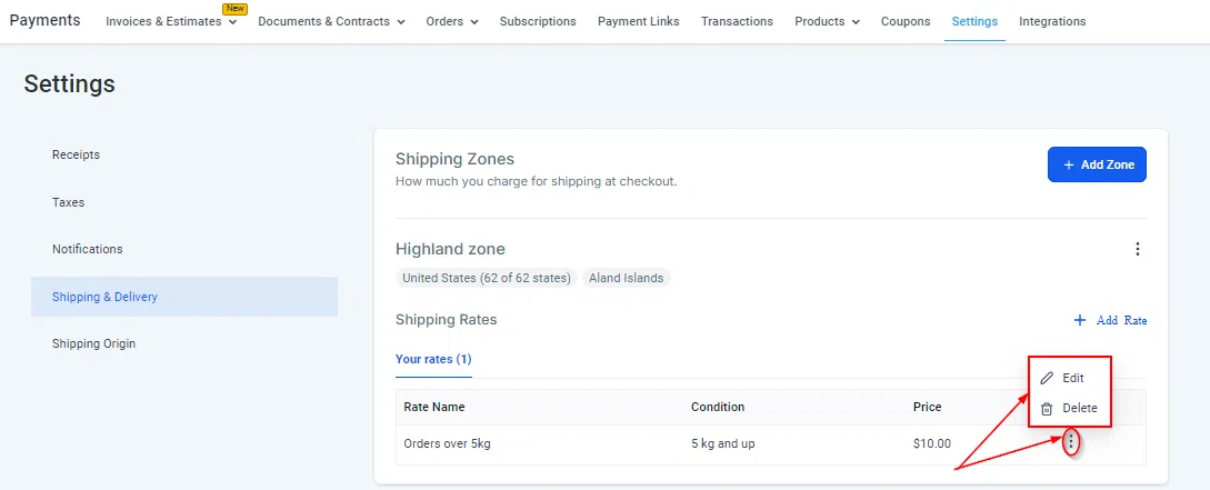 Growth360 Shipping Settings - origin address fields