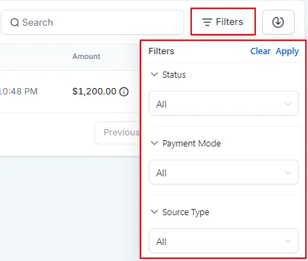 Growth360 Subscriptions - filter options