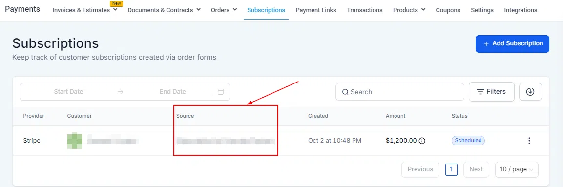Growth360 Subscriptions - resume subscription option