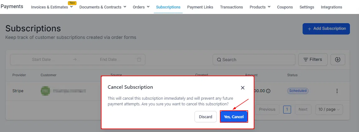 Growth360 Subscriptions - copy payment update link