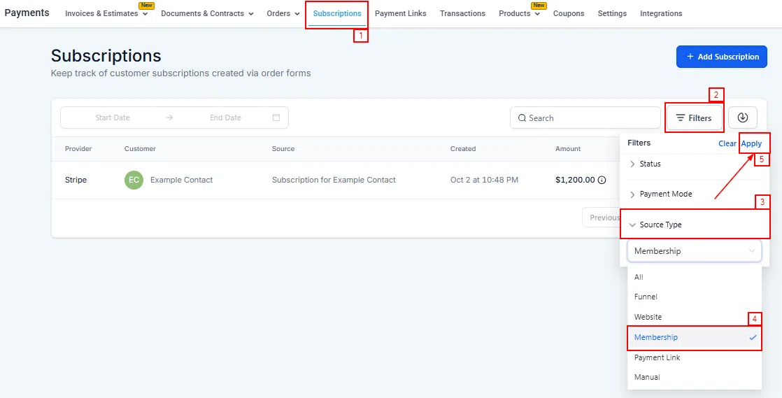 Growth360 Transactions - membership filter applied