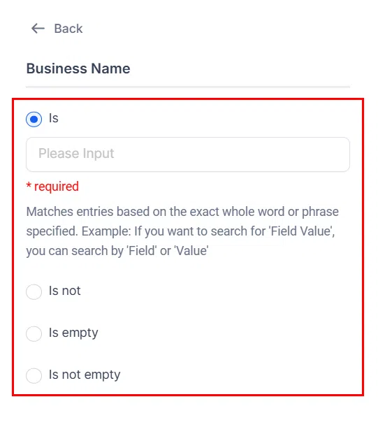 Growth360 Smart Lists - Configure filter conditions
