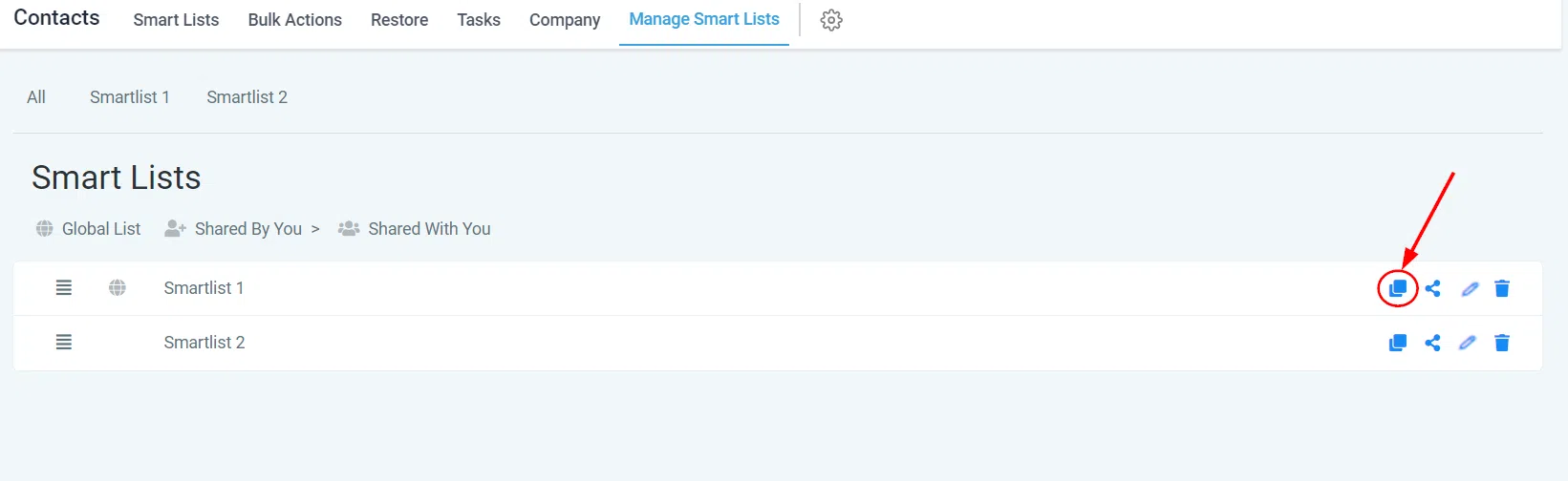 Growth360 Smart Lists - Copy a smart list