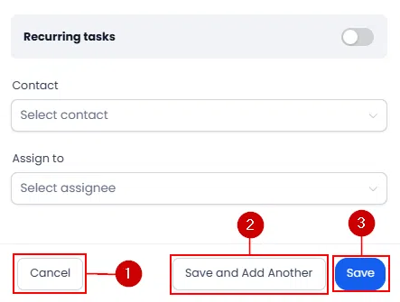 Growth360 Tasks - Save task options