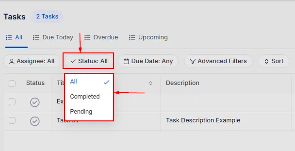Growth360 Tasks - Advanced filters