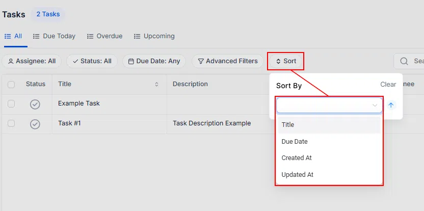 Growth360 Tasks - Customise columns