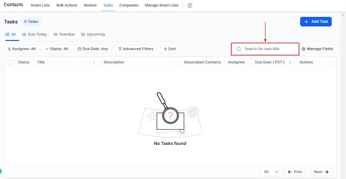 Growth360 Tasks - Column options