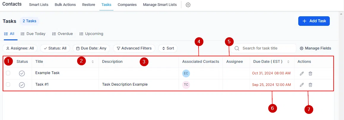 Growth360 Tasks - Bulk action options
